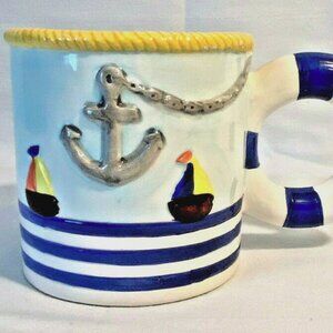 Vintage NAUTICAL Signed Youngs 1996 Life Preserver Handle SAILBOAT Beach Anchor